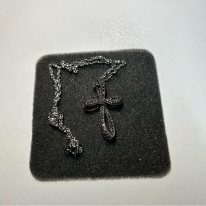 Suspicion Sterling Marcasite Ribbon Cross Necklace QVC